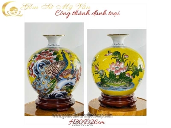 Bình hút tài lộc Công Thành Danh Toại mẫu 9 đun khử cao cấp gốm sứ Bát Tràng